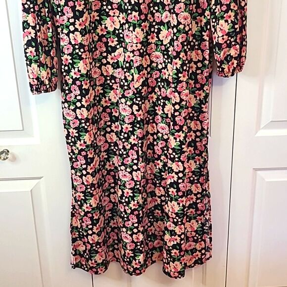 ASOS LONG BUBBLE SLEEVE MIDI DRESS IN BLACK FLORAL PRINT-MULTI Size 12 - Picture 9 of 12